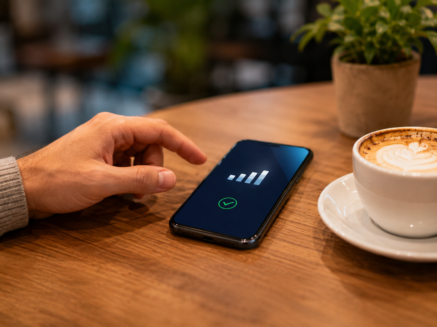 Phone with full signal in a café
